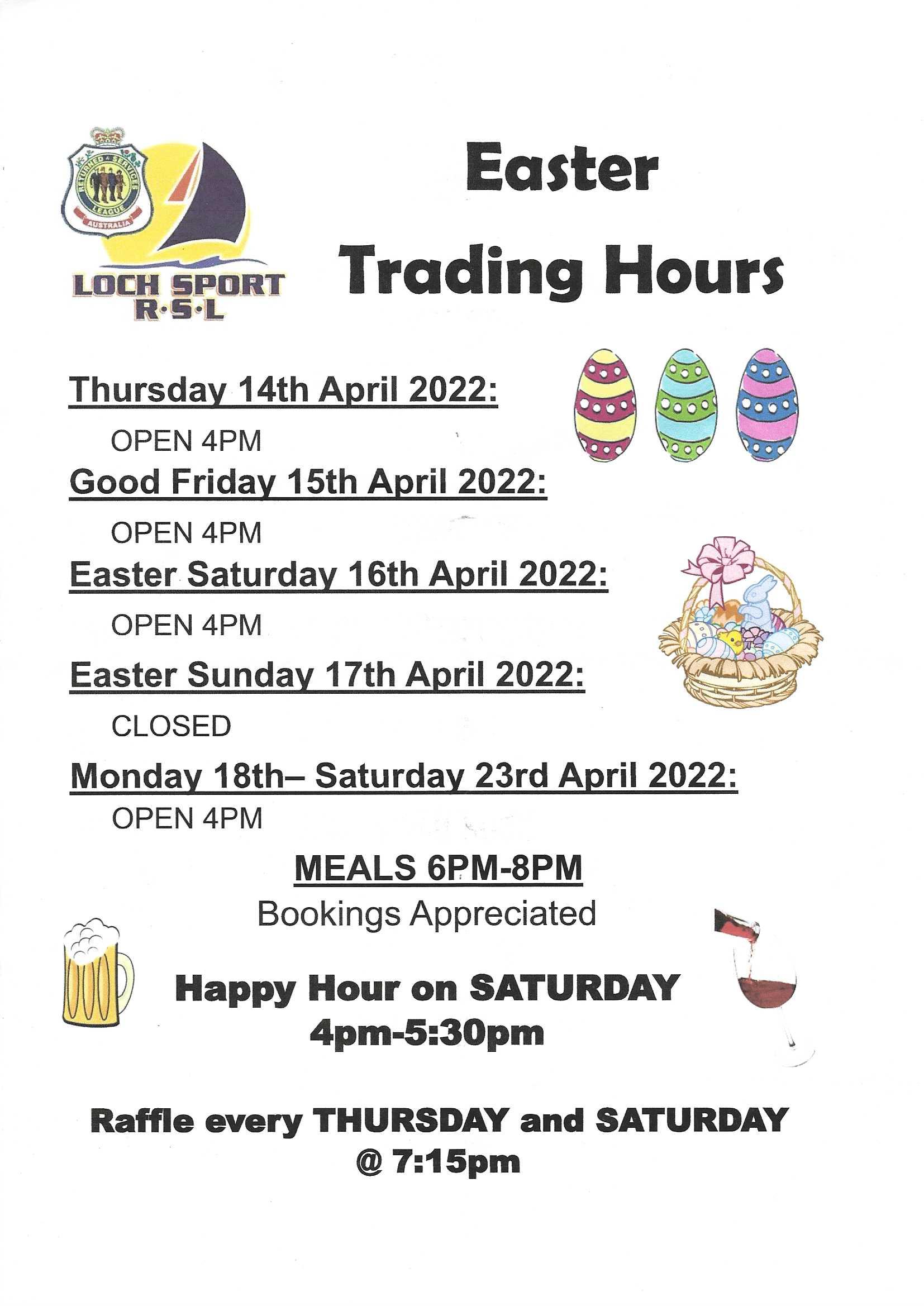 Read more about the article RSL Trading Hours over Easter